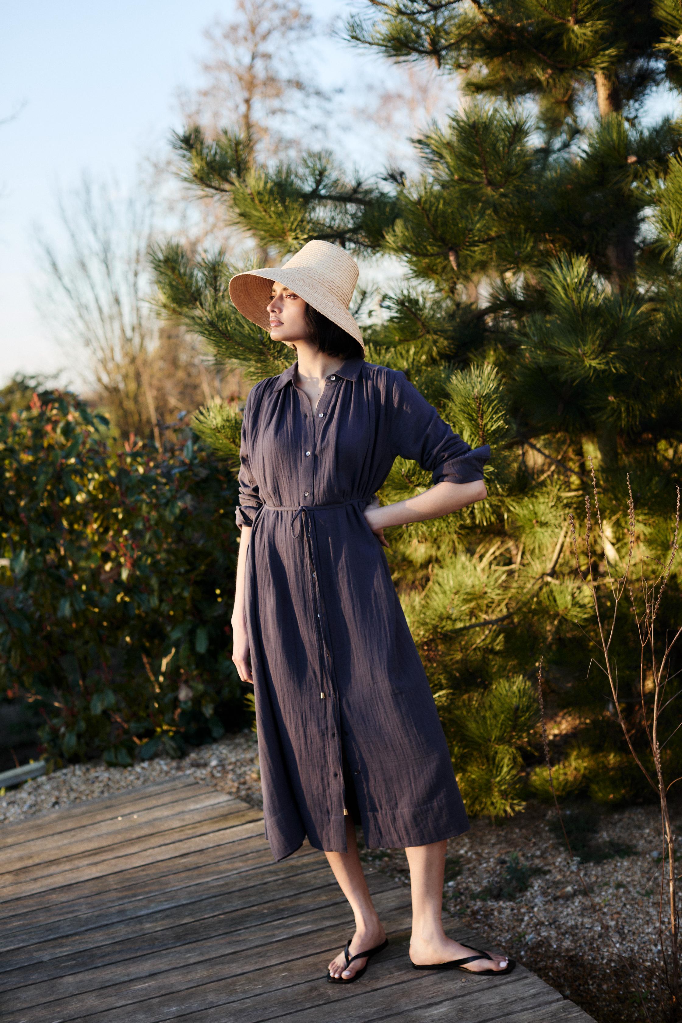 Martha - Midnight Cotton Gauze Dress - Mondo Corsini