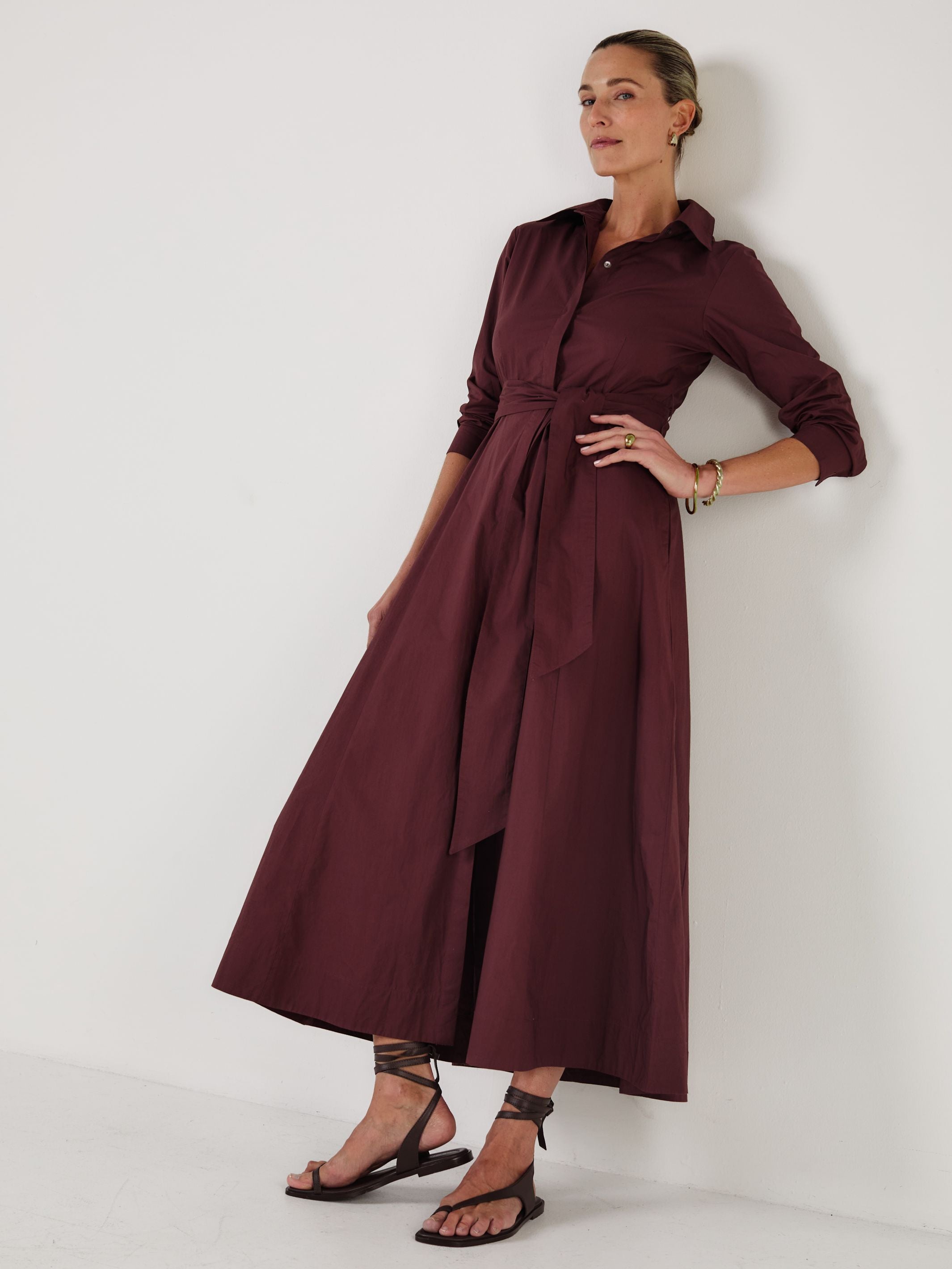 Cervo - Cacao Cotton Poplin Dress - Mondo Corsini