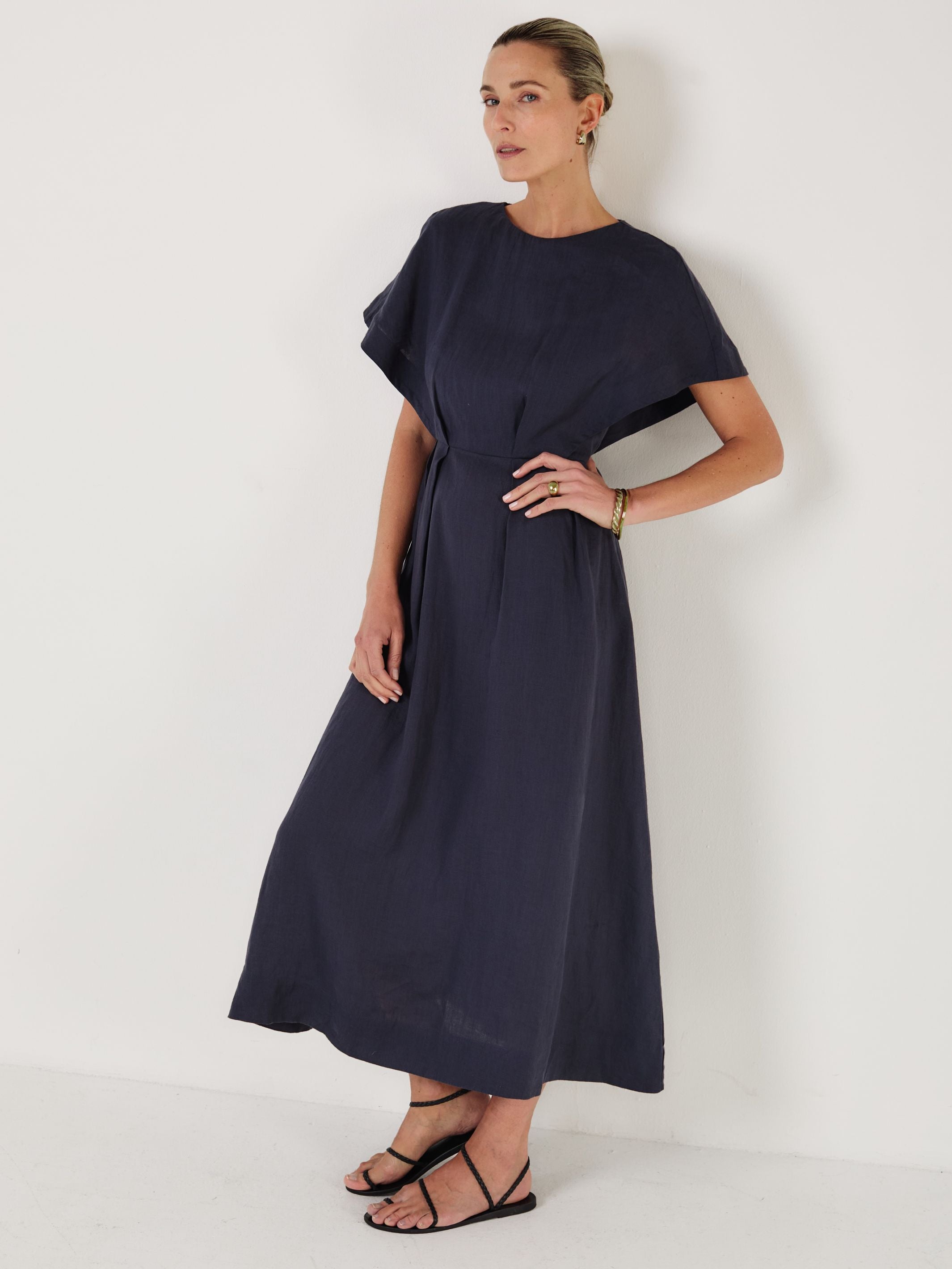 RAY - MIDNIGHT Linen Dress - Mondo Corsini