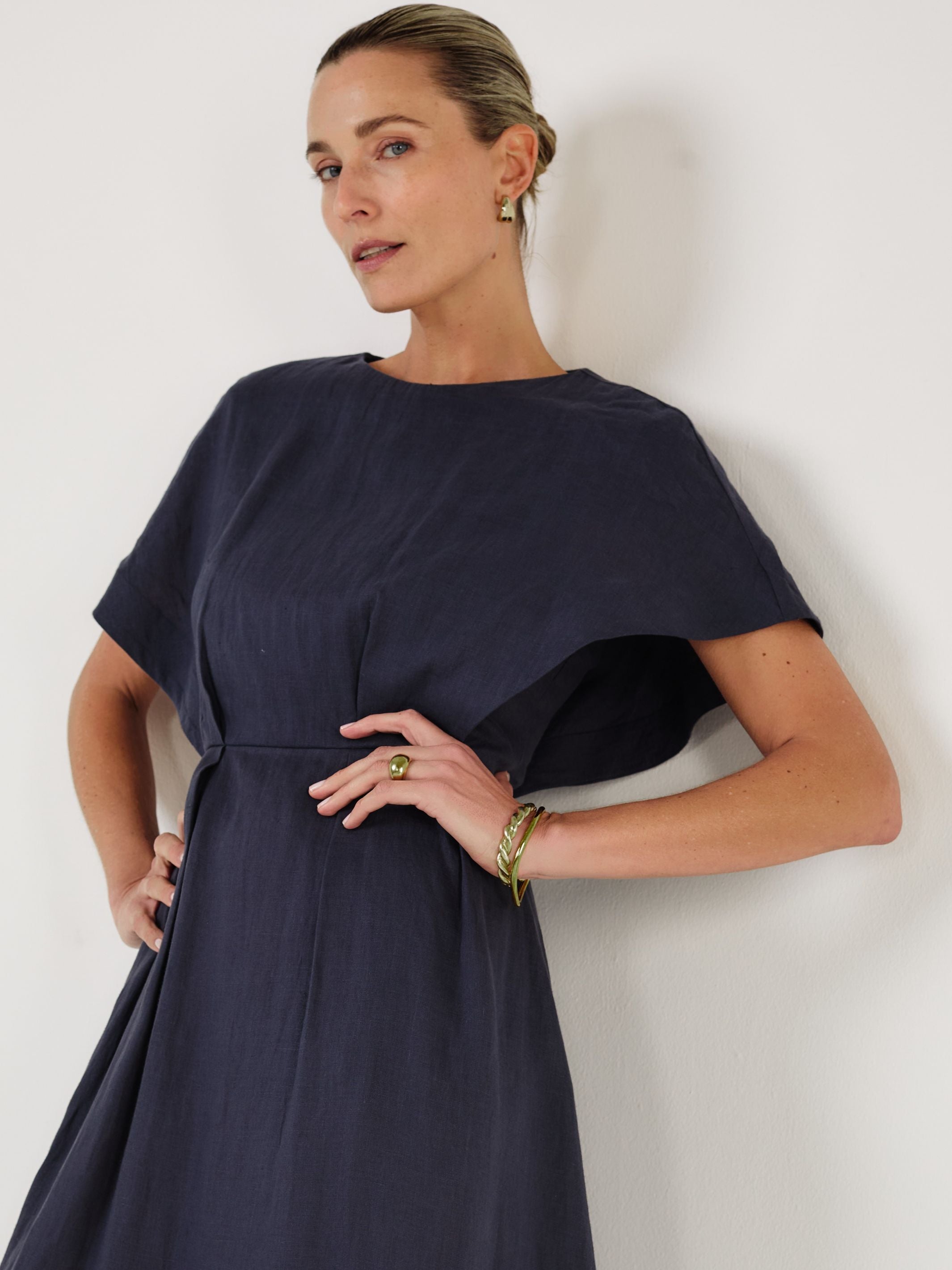 RAY - MIDNIGHT Linen Dress - Mondo Corsini
